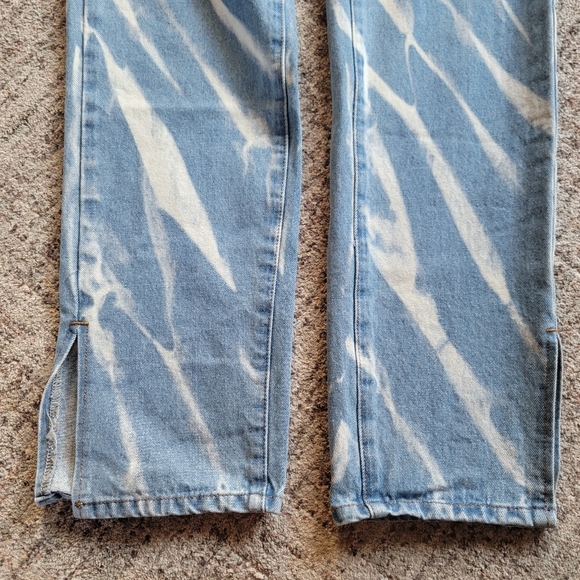 Lioness Tie-Dye Split Hem High Rise‎ Straight Leg Jeans Size 2 Tall 100% Cotton - Picture 4 of 10